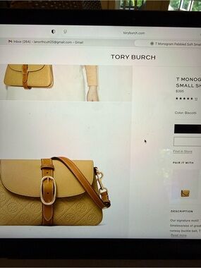 Tory Burch Beige & Tan Embossed Leather Crossbody
